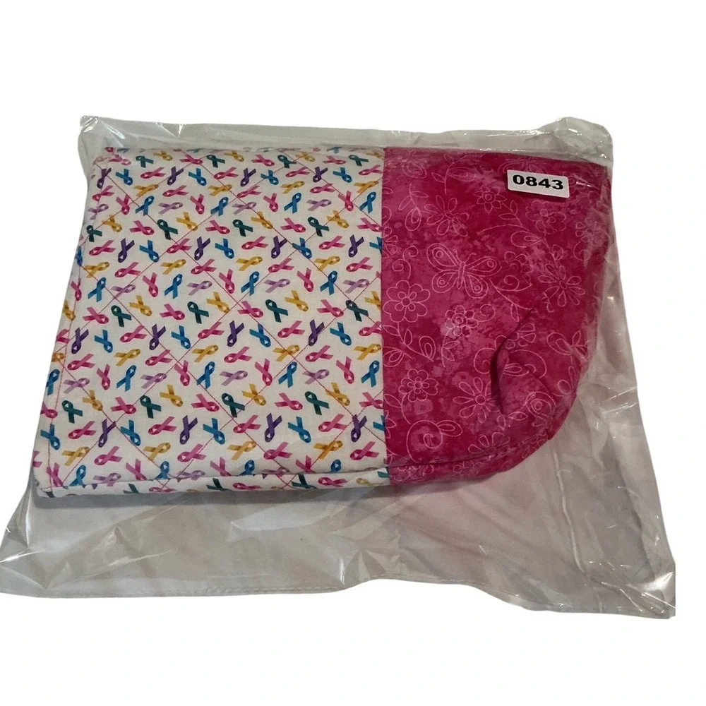 Quilted Tote Bag Womens Large Pink Awareness Ribbon‎ Floral Excellent